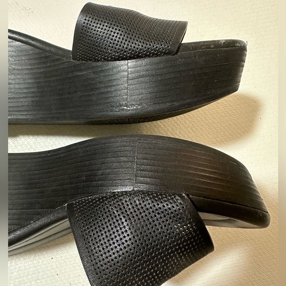 Vintage Tory Burch Lowell/Patti Style Black Wedge Leather Sandals Size 8 VGUC - Picture 12 of 13